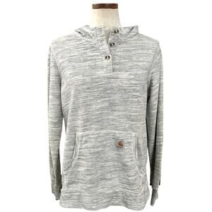 Carhartt Gray Pullover Hoodie Women's S/M Button Henley Pocket Gorpcore Casual